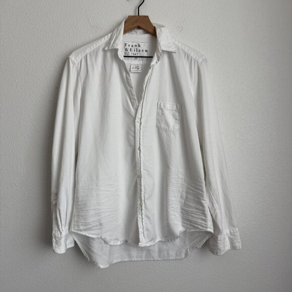 Frank & Eileen EILEEN Relaxed Button-Up Shirt in White Denim - Picture 9 of 11